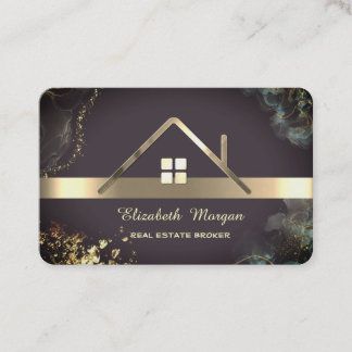 Elegant professionell guld hus tak burgunder visitkort