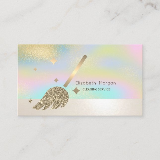 Elegant professionell guld kvast holografisk visitkort (Framsida)