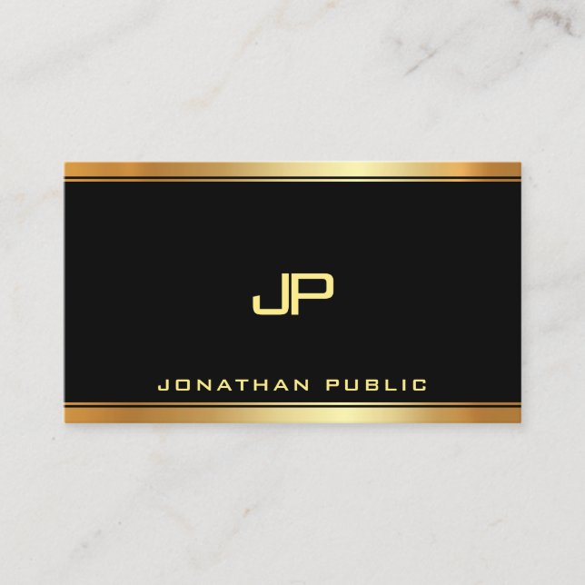 Elegant Professionell Guld Monogram-mall Modern Visitkort (Framsida)