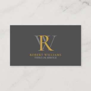 Elegant Professionell Guld Mörk Grått Monogram Visitkort