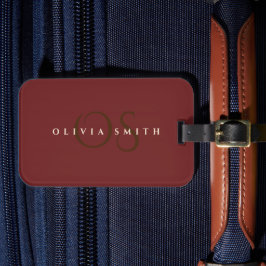 Elegant Professionell Guld och burgundi Monogram Bagagebricka