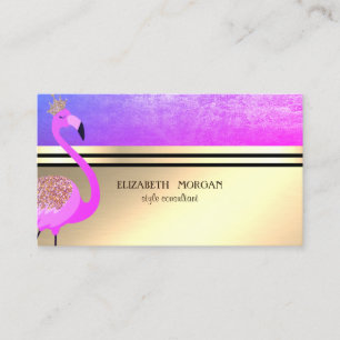 Elegant Professionell Guld,Ränder,Rosa Flamingo Visitkort