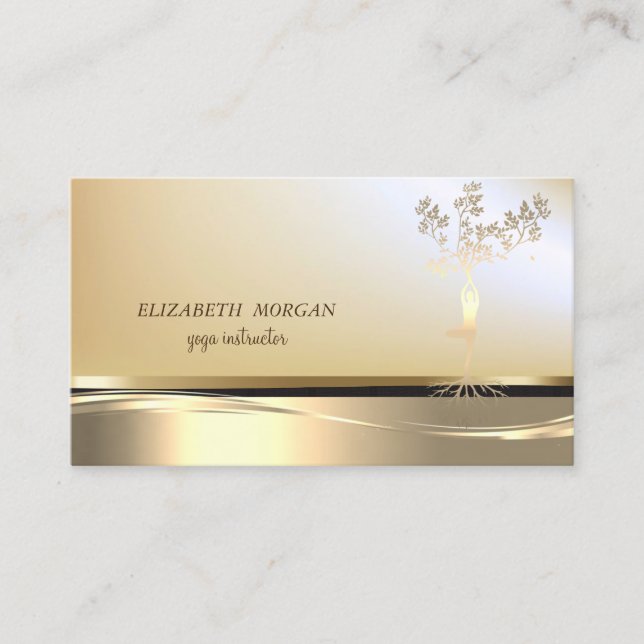 Elegant Professionell Guld Träd Kvinnor Silhuett Visitkort (Framsida)