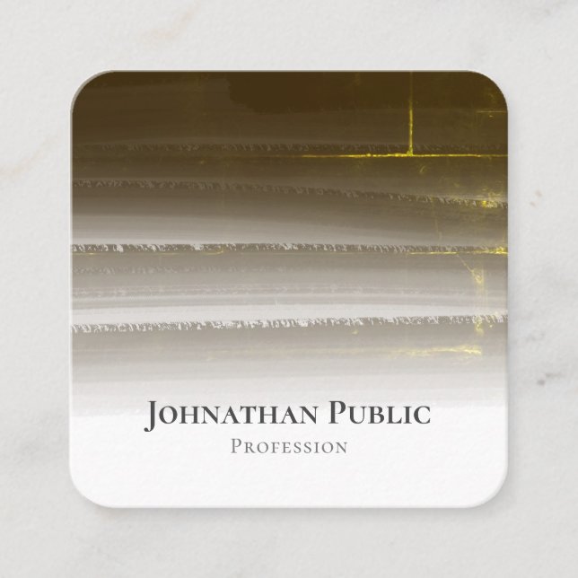 Elegant Professionell Guld VattenfärgsfärgAbstrakt Fyrkantigt Visitkort (Framsida)