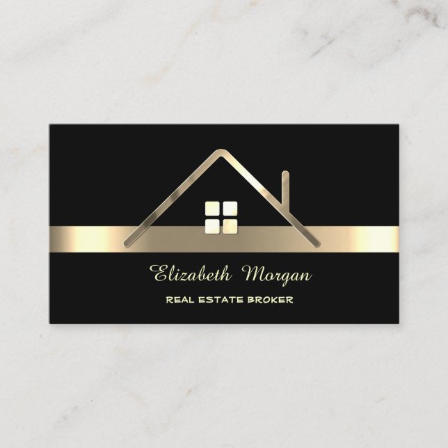 Elegant professionell guldhus tak  visitkort (Framsida)