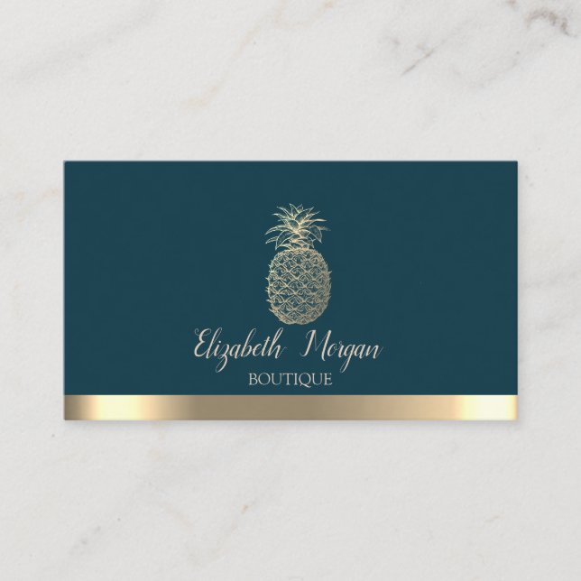 Elegant professionell guldstrimmig ananas visitkort (Framsida)
