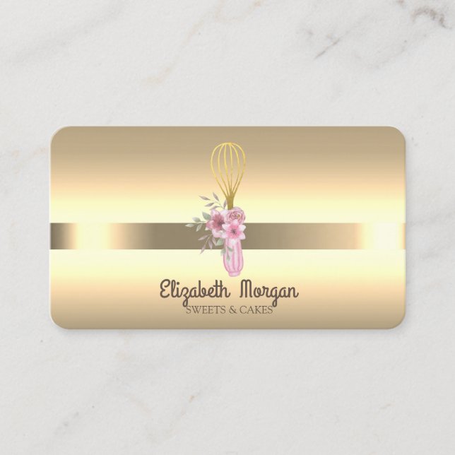 Elegant Professionell Guldvisp Blommor Visitkort (Framsida)