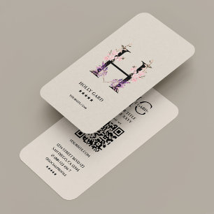 Elegant Professionell H Monogram Blommigt Sand QR Visitkort