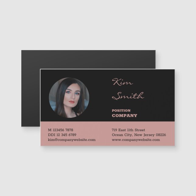 Elegant Professionell Hair Stylist Biz Card Magnet (Fram/baksida)