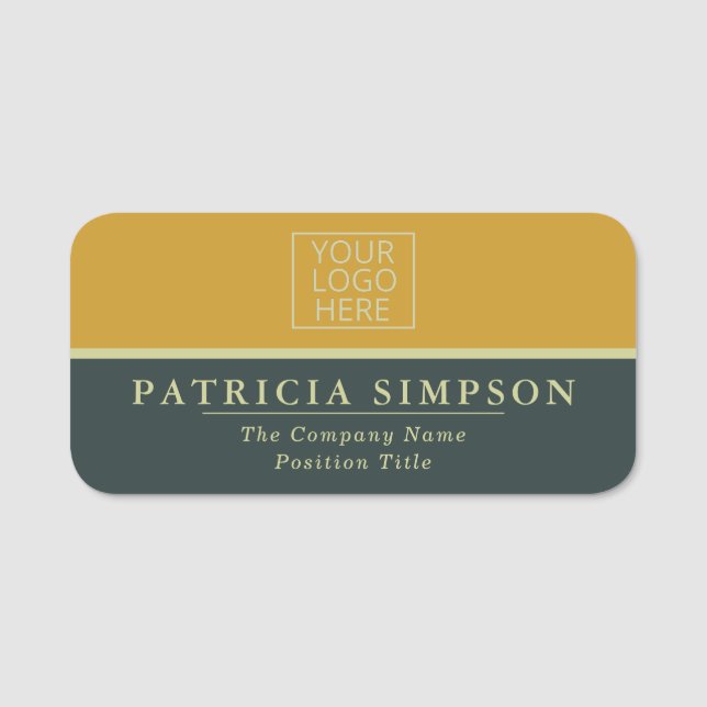 Elegant Professionell Hunter Grönt & Gult för efte Namnbricka (Framsida)