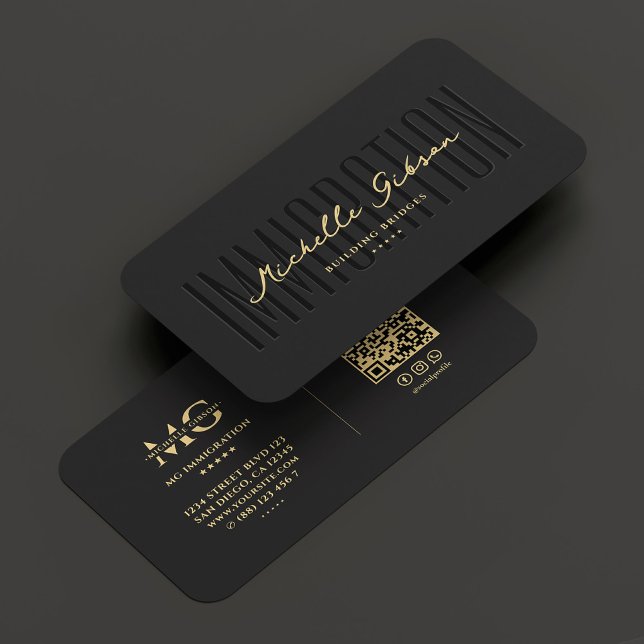 Elegant Professionell Immigration Consulting Black Visitkort (Elegant Professional Immigration Consulting Black Business Card
)