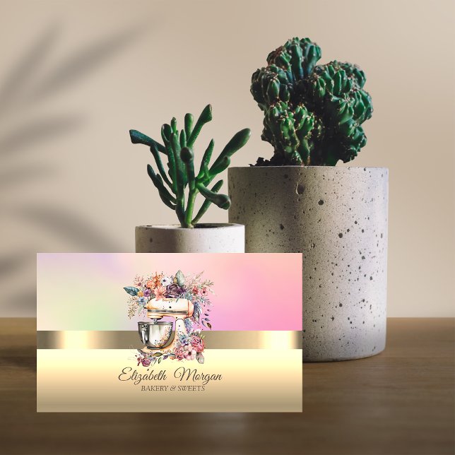 Elegant Professionell Kake Blommigt Mixer Bakery Visitkort (Skapare uppladdad)