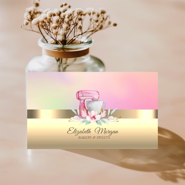 Elegant Professionell Kakmixer Blombakery Visitkort (Skapare uppladdad)