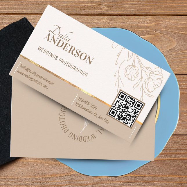 Elegant Professionell Kreativ Fotograf Bröllop Visitkort (Photographer Wedding Business Card)