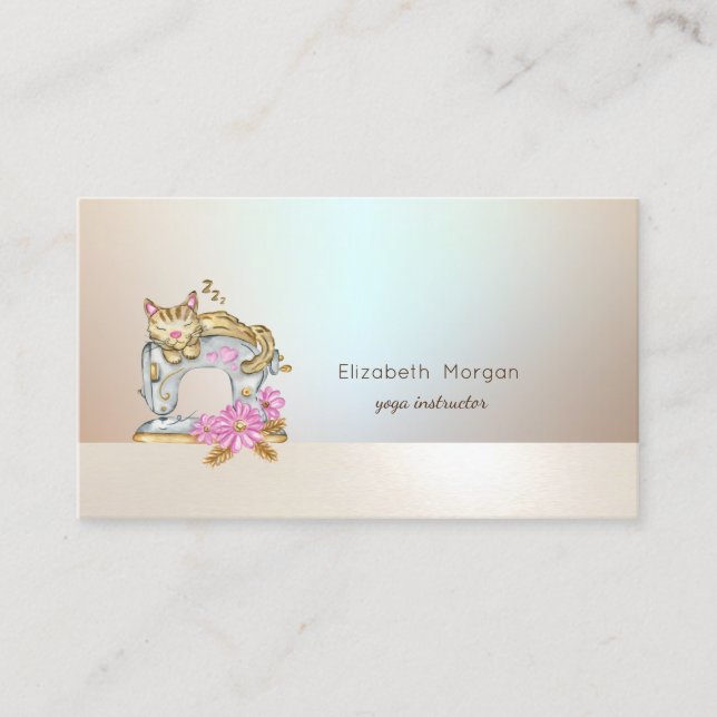 Elegant Professionell Luminous Sewing Maskin Cat Visitkort (Framsida)