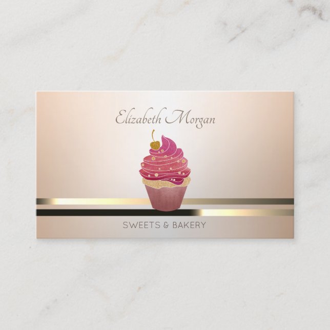 Elegant professionell lysande Cupcake Visitkort (Framsida)