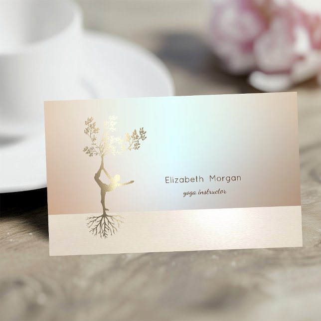 Elegant professionell lysande träd flicka siluett visitkort (Skapare uppladdad)