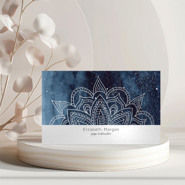 Elegant Professionell Mandala Marinblå Visitkort (Skapare uppladdad)