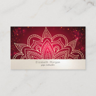 Elegant professionell mandala röd yogainstruktör visitkort