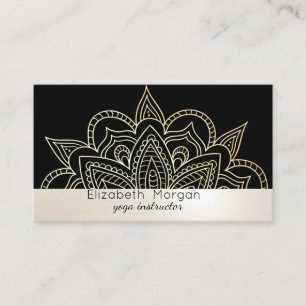 Elegant professionell mandala svart yogainstruktör visitkort