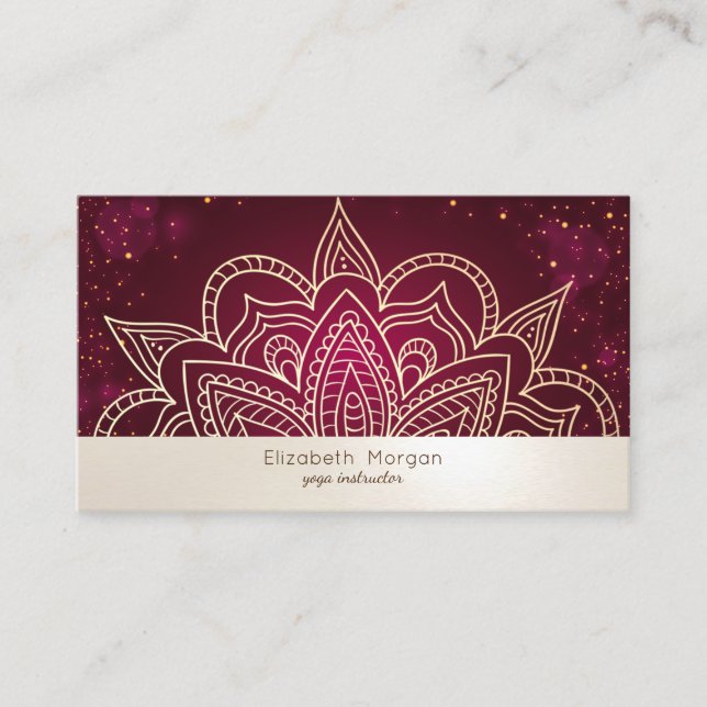 Elegant professionell mandala yogainstruktör visitkort (Framsida)