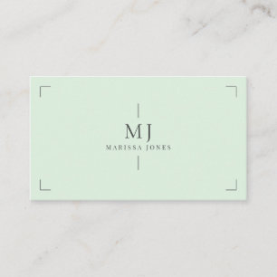 Elegant Professionell Minimalistisk Monogram-Grönt Visitkort