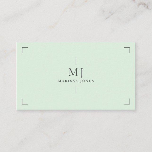 Elegant Professionell Minimalistisk Monogram-Grönt Visitkort (Framsida)