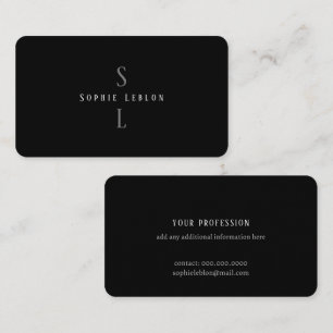 Elegant Professionell - minimalistisk svart monogr Visitkort