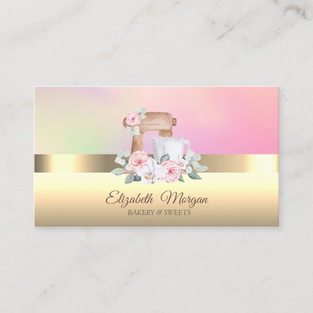 Elegant professionell mixer blommor bageri  visitkort (Framsida)