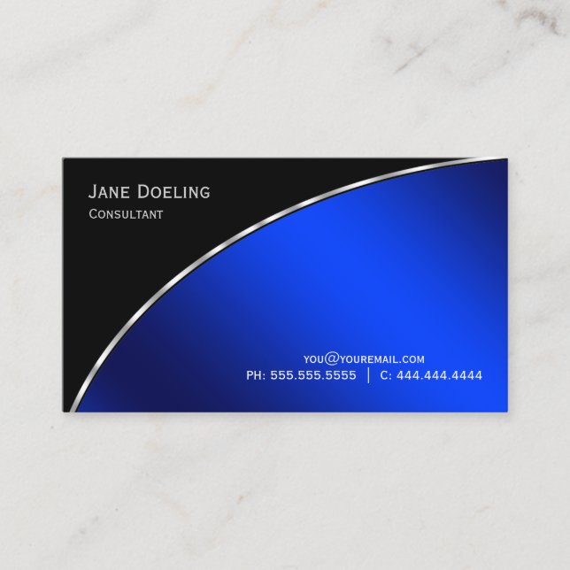 Elegant Professionell Modern Black Blue Visitkort (Framsida)