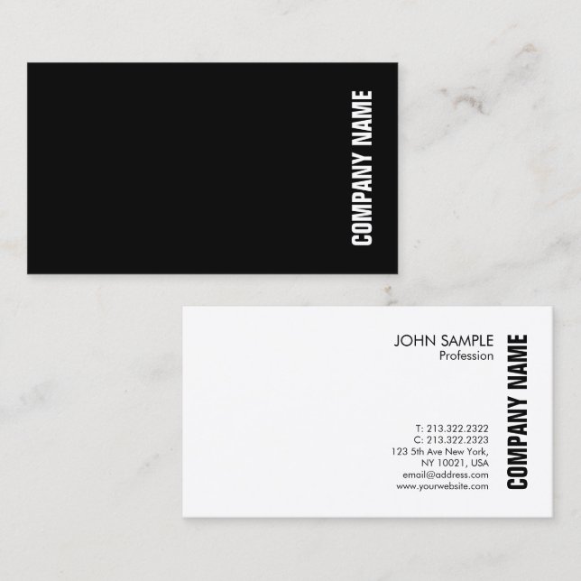 Elegant Professionell Modern Black White-mall Visitkort (Fram/baksida)