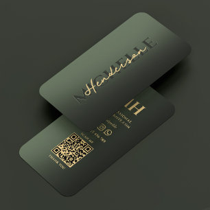 Elegant Professionell Modern Grön Monogram Visitkort