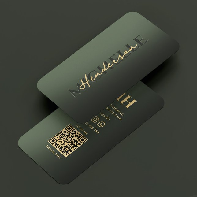 Elegant Professionell Modern Grön Monogram Visitkort (Elegant Professional Modern Shiny Green Monogram Business Card
)