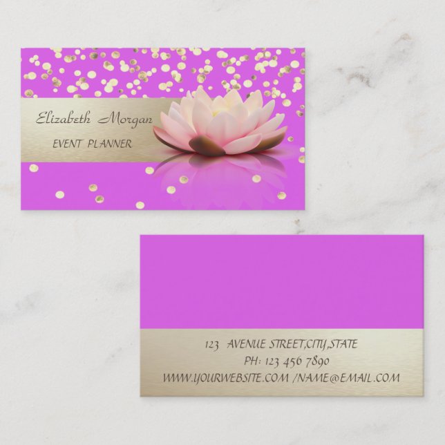 Elegant Professionell, Modern, Konfetti, Lotus Visitkort (Fram/baksida)
