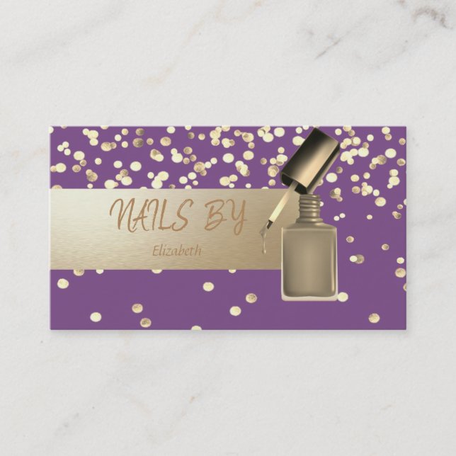 Elegant Professionell, Modern, Konfetti, Nagellack Visitkort (Framsida)