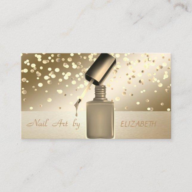 Elegant Professionell, Modern, Konfetti, Nagelsalo Visitkort (Framsida)