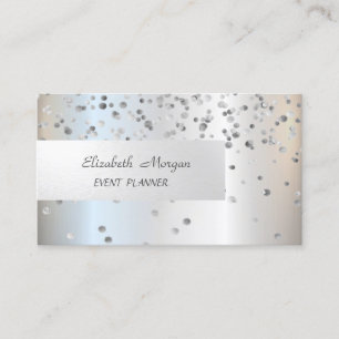Elegant Professionell, Modern, Konfetti, Silver Visitkort