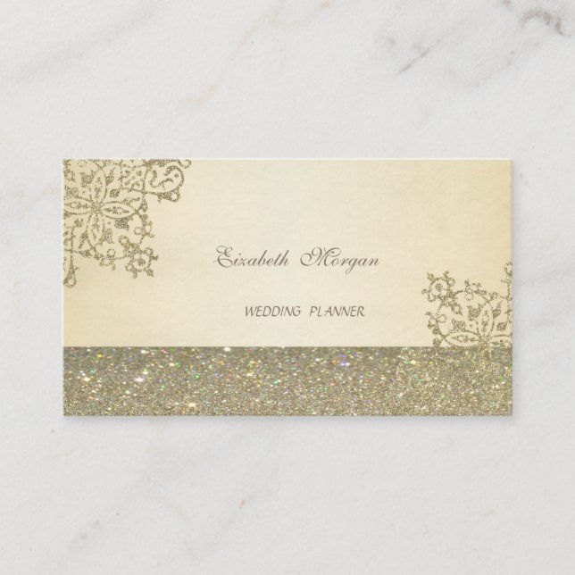 Elegant Professionell Modern Lyx Glitter Spets Visitkort (Framsida)