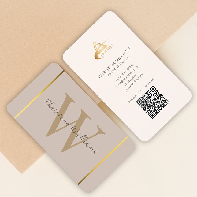 Elegant Professionell Modern Minimalist Monogram Visitkort (Elegant Professional Modern Minimalist Monogram Business Card)