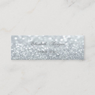 Elegant Professionell Modern Silver Glittrig Bokeh Mini Visitkort