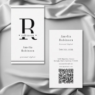 Elegant Professionell Monogram Black & White Visitkort