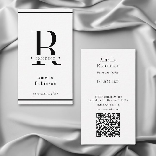 Elegant Professionell Monogram Black & White Visitkort (Skapare uppladdad)