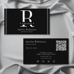 Elegant Professionell Monogram Black & White Visitkort