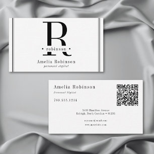 Elegant Professionell Monogram Black & White Visitkort