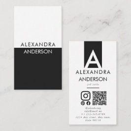 Elegant Professionell Monogram Minimal QR-kod Visitkort