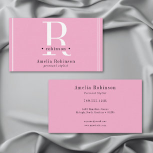 Elegant Professionell Monogram Rosa Black & White Visitkort