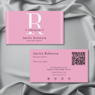 Elegant Professionell Monogram Rosa Black & White Visitkort