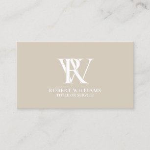 Elegant Professionell Monogram White Beige Visitkort