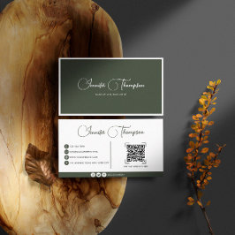 Elegant Professionell Mörk grönt QR-kod Visitkort