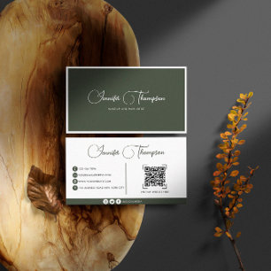 Elegant Professionell Mörk grönt QR-kod Visitkort